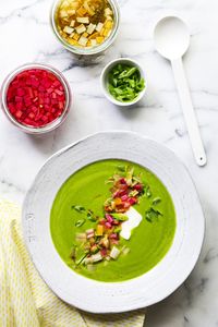 A vibrant Rainbow Chard Soup made with vegetables from my Specialty Produce Farmer's Market Box.