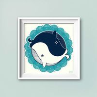 Everything is in balance. Or it should be. The ocean is full of plastic waste, overfishing is a huge problem. These two whales are united in the yin yang symbol. They stand for balance and harmony in the seas.Printed on Fine Art Paper.Frame not included.Do you want other sizes? Please contact me.Thanks! :)