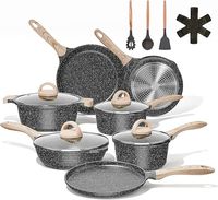 JEETEE Pots and Pans Set Nonstick Induction Cookware Sets, 21 Pcs w/Frying Pan, Saucepan, Sauté Pan, Griddle Pan, PFOA Free