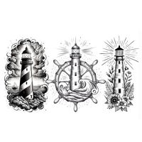 Experience the beauty, resilience and power of the lighthouse with our tattoo designs. You will receive 91 sketches (1 archive)