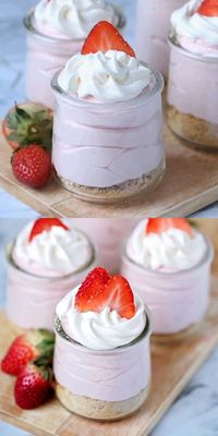 Delicious no-bake strawberry cheesecakes are a simple summer dessert that kids can help make! #strawberryrecipe #cheesecake #nobakedessert #recipevideo