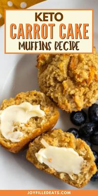 These Keto Carrot Cake Muffins are perfection in every bite! Made with shredded carrots and almond flour, you can rest easy knowing that every bite will be low-carb and delicious. Not only are these keto muffins low carb and only 2.4 net carbs each, but they're also sugar-free as well!