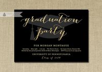 Gold Glitter Graduation Party Invitation by digibuddhaPaperie, $20.00