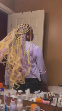 #blackgirl #frenchcurl #purplehair #blondhair #braids