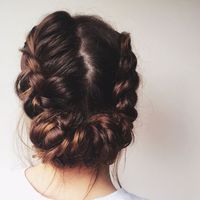 Brunette with milk maid braids