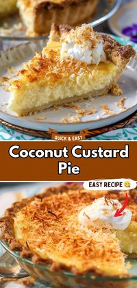 This Coconut Custard Pie is a creamy, dreamy delight. With a rich coconut flavor and a smooth custard filling, it’s an irresistible dessert that’s sure to please coconut lovers. #CoconutPie #CustardLover #DessertHeaven