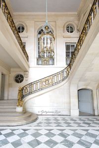 Versailles, Paris, Fine Art Photograph "Staircase at Le Petit Trainon, Versailles"  The sweeping stone staircase at Le Petit Trianon, Marie Antoinette's hideaway at Versailles, just outside Paris, France.  Printed on beautiful, premium quality archival paper with long-lasting inks. Watermark will not be in final print.  See the companion print here:  https://www.etsy.com/listing/192823842/paris-photography-versailles-door-at-le   More of my Paris images are available here: http://etsy.me/UBqmba