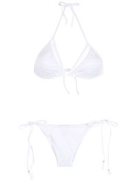 white side tie fastening halterneck tie fastening low-rise stretch-design Be mindful to try on swimwear over your own garments.