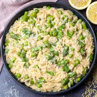 One Pot Orzo with Asparagus and Peas – Skinny Spatula