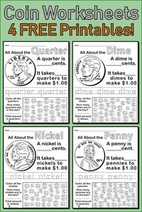 All About Coins! 4 FREE Printable Money Worksheets