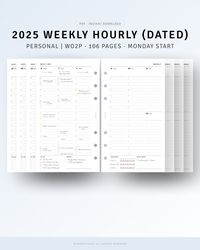 Weekly Overview with Checklist, Digital Download, 2025 Dated Layout Schedule Organizer, To do list, WO2P, Study Personal Work Daily Hourly Template, Week At A Glance with Checklist  [💡MonthlyJoy's CheckPoint!] 2025 𝑾𝒆𝒆𝒌𝒍𝒚 𝑷𝒍𝒂𝒏𝒏𝒆𝒓 𝑷𝒆𝒓𝒔𝒐𝒏𝒂𝒍 𝑺𝒊𝒛𝒆 𝑰𝒏𝒔𝒆𝒓𝒕𝒔 𝑷𝒓𝒊𝒏𝒕𝒂𝒃𝒍𝒆.  · Cover (1 page) + 2025 Weekly Dated Inserts (106 Pages) = Total 107 Pages (*𝑴𝒐𝒏𝒅𝒂𝒚 𝑺𝒕𝒂𝒓𝒕 𝑶𝒏𝒍𝒚!)  · Date | Week (Mon to Sun) · Schedule (8 am - 9 pm), To-do list, Notes, Habit Trackers, Next week  [📏SIZE] PERSONAL (3.75 x 6.75 inches)