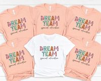 Dream Team Special Education Shirt, Sped Teacher Group T-Shirt UNISEX T-Shirt Bella+Canvas 3001. Super soft cotton and excellent quality print .: White:100% cotton Heather Peach: 52% cotton and 48% polyester .: Light fabric (4.2 oz/yd² (142 g/m .: Runs true to size ❤️ Returns & exchanges I don't accept returns, exchanges, or cancellations All sales are final. Thank you for supporting our small business!