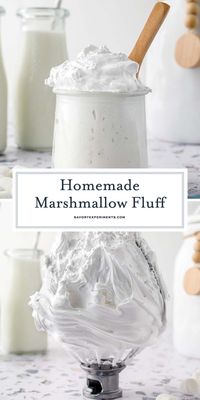 With only 5 simple ingredients, you can have this homemade Marshmallow Fluff recipe ready in under 30 minutes! So light and fluffy!