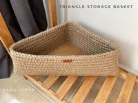 Jute Triangle Storage Baskets, Corner Shelf Basket, Large Kitchen Wooden Bread Basket, Triangular Basket With Straight Sides - Etsy