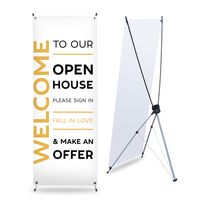 Wanna greet your potential buyers with a BIG WELCOME at your Open Houses? Then this is the banner for you! A fun welcome and the perfect icebreaker. You can also customize it, just click here: Custom Banner Size - 24”x 62.5” Material - 13oz Smooth - Photo quality blockout vinyl Finishing - Corner grommets