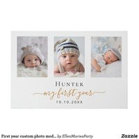 First year custom photo modern boy girl faux canvas print