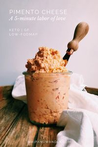 This Pimento Cheese is a 5-minute labor of love that can be easily whipped up in your food processor for a simple and delicious low-carb spread perfect for crudité, crackers, and sandwiches. | whipandwander.com #whipandwander