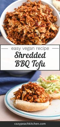 Shredded BBQ tofu is a flavorful but simple filling that's perfect in tacos, sandwiches, and quesadillas. All you need is a cheese grater, 6 ingredients, and just about 30 minutes to make shredded tofu!