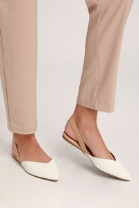 Cute White Flats - Slingback Flats - Pointed-Toe Flats