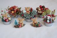 "These are one of a kind handmade Christmas miniature figurine decorations (metal tray is 2 1/4\" long from handle to handle and scenes are 1 1/2\" high). They are fun and unique for Christmas! What a great addition to a doll house when decorating for the Holidays. They will add the Christmas spirit to your home, kitchen, bathroom or office. What a great way to celebrate the season! You can use them as a stocking stuffer, a party favor at the office Christmas party, the top to a gift with a bow,