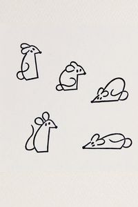 Small mice stamps set of 5 Handcarved mouse rubber stamps