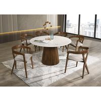 Nancy 7 - Piece Faux Marble Top Pedestal Dining Set