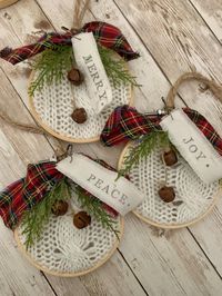 Sweater Ornaments, Upcycled Sweater Ornaments, Farmhouse Decorations, Shabby Chic Decorations, White Sweater Decorations - Etsy