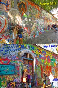 John Lennon Wall in Prague - every once in a while the wall is wiped clean and painting starts all over again. One of 50 things to See in Prague:  http://bbqboy.net/50-things-prague/ #prague #czechrepublic