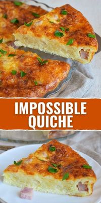 Easy Crustless Quiche Recipe { Ham and Cheese }