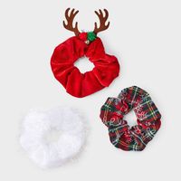 Add a cute touch to your hairstyle with the Tinsel Reindeer Plaid Hair Twister Set 3pc in Red/Green/White. Features stylish plaid patterns on the scrunchie, making them an adorable and eye-catching addition to your accessory collection. This hair twister securely holds the hair in place so that you can enjoy any occasion with ease.