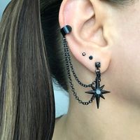 Eye catching and edgy Starburst earrings and cuff  are made of 316L Stainless steel .  Can be purchased as single or a pair. Star earrings -1 1/4 inches long Cuff is 6mm wide Short chain 1 3/4 inches MATCHING STUD IS AVAILABLE HERE: https://www.etsy.com/listing/1505099493/north-star-earring-starburst-earrings?click_key=7109df00438434e9749a84d627c791cbb97fe926%3A1505099493&click_sum=1ba011e1&ga_search_query=star&ref=shop_items_search_2&pro=1&sts=1