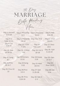 Challenge yourself and your spouse to a 30-day transformation by taking this challenge. Each day, focus on the designated verse, read it with your spouse, reflect on the reading, and end with a prayer. See the difference this challenge can make in your relationship.