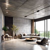 Exposed concrete ceilings add an industrial-chic element that complements a modern aesthetic, enhancing the space with a raw, textured look.