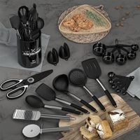 Kitchen Utensils Set, Non-Stick Heat Resistant, Dishwasher Safe, BPA Free LYSBBDZSM | LYSBBDZSM 30 Pcs Silicone Cooking Utensil Set, Non-stick Heat Resistant, Dishwasher Safe, Bpa Free in Black | 13.7" L | Wayfair