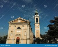 Parish Church of Santa Lucia Extra, Verona. Italy. Stock Image - Image of clock, blue: 129931061