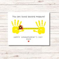 Happy grandparents day 2024! When is grandparents day 2024?This year, Grandparents Day is on Sunday, Sept. 8, 2024.   YOU ARE LOVED BEYOND MEASURE  Happy Grandparents Day handprint art craft, handprint card keepsake printable.  This is a printable art & craft project for kids to make for Grandparents Day.  Make the grandparents happy with this handprint craft from their grandchild. It's an easy project that will turn your child's handprints into beautiful and  enjoyable keepsake. Choose to frame