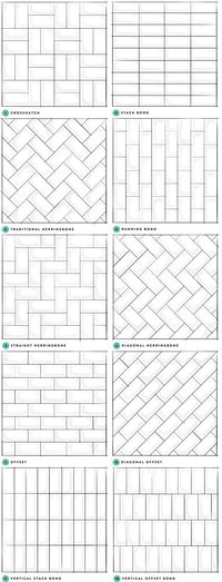 subway tile pattern samples. Blog article on gorgeous subway backsplashes.