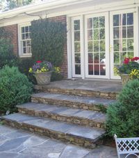 Great patio steps to replace an old deck. these would transition down to a ground level patio very nicely!