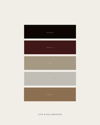 Warm, moody edgy brand color palette for a moody and vibey brand. Dark, warm, earth toned color palette.