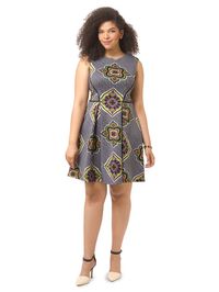 Sleeveless Dress In Mixed Print