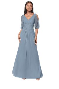 Step into a Greek fairy tale with our enchanting Noelia mesh bridesmaid dress. Her overlapping pleated bodice has a V-neckline, enhanced by blouson sleeves with slit openings. Her hand-tucked A-line skirt adds a sophisticated touch.