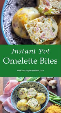 Instant Pot Omelette Bites are a delicious and healthy meal prep option for a great grab and go breakfast meal during the work week! Filled with cheese, ham, and veggies! Whip up one batch or several for meal prep, breakfast, brunch, or an office potluck!