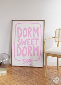 Transform your dorm into a cozy sanctuary with this light pink print. Featuring the playful phrase 'dorm sweet dorm,' it's a charming reminder that home is wherever you make it, filled with warmth and memories. 🏠💕 Features: 💙 Original Artwork: I pour my heart into every piece I create, ensuring that each art print is a true original. When you invest in one of my prints, you're not just buying art; you're investing in a piece of creativity and inspiration. 💙 Customizable Options: Your art sho