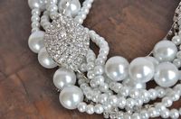 Glass pearl rhinestone brooch bridal necklace by kirevi8 on Etsy, $115.00