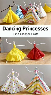 Paper Napkin Dancing Princesses Pipe Cleaner Craft - Blue Bear Wood