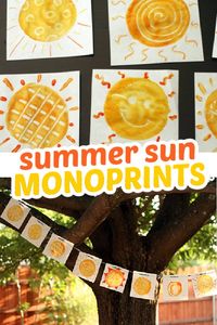 These summer sun monoprints are a fantastic art technique to try with kids to welcome summer this year.