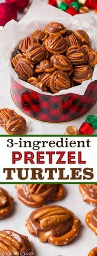 These are so easy and SO good! Pretzel Turtles Turtle Candy Christmas Candy Cookie Exchange Easy Recipe