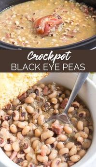 These Crockpot Black Eye Peas are packed with a smokey, savory flavor thanks to the ham hock that simmers for hours with the peas. via @familyfresh