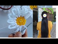 how to crochet flower hair ties/ Daisy flower crocheting step by step| crochet tutorial - YouTube