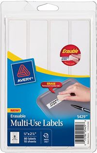 Amazon.com : Avery Erasable Labels, Laser/InkJet.875 x 2.875 inches, White, Permanent, Pack of 80 (5429) : Address Labels : Office Products